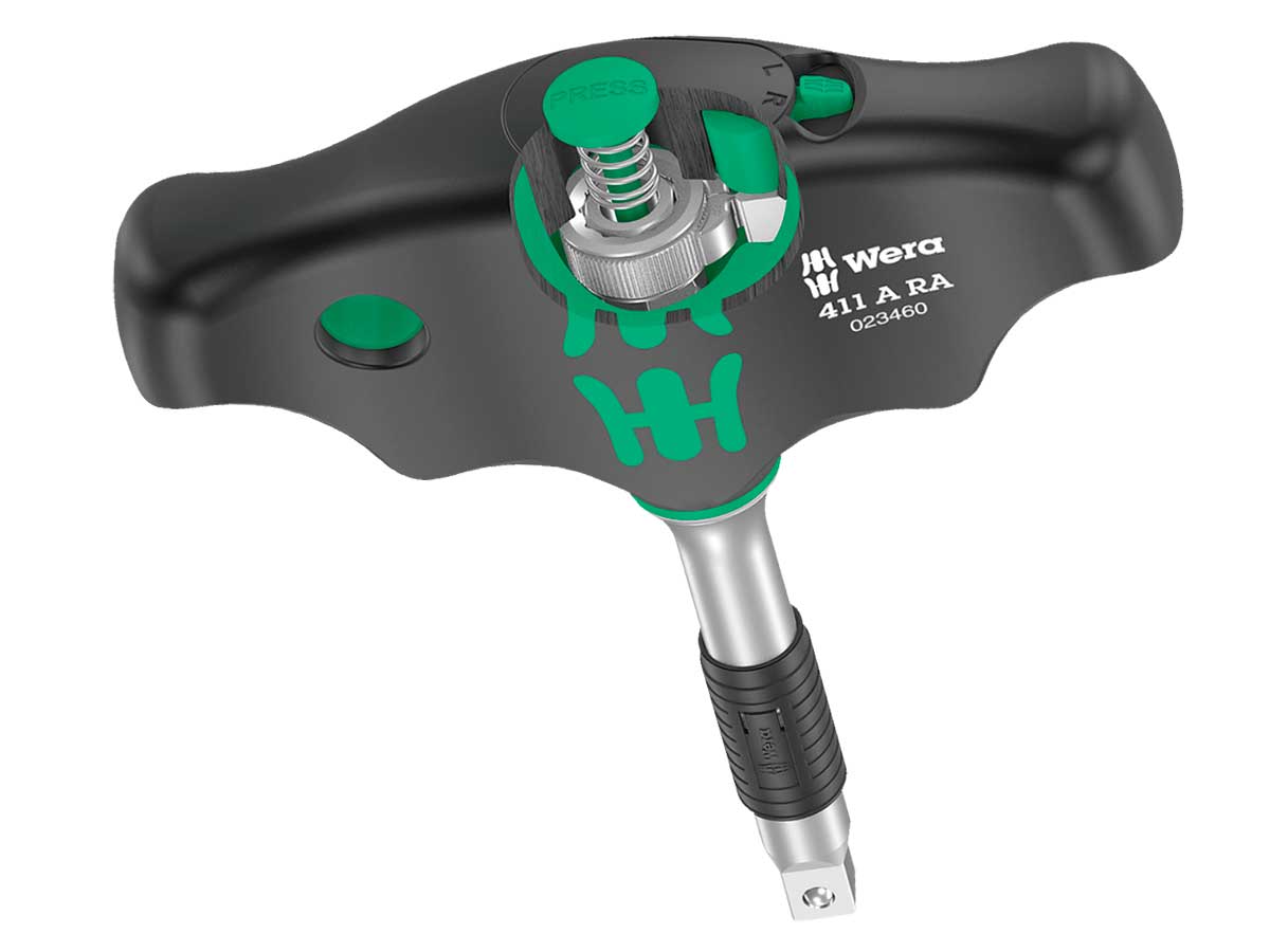 Wera 411 A RA T-handle adapter screwdriver - LLave Carraca 1/4” con forma de T - 05023460001
