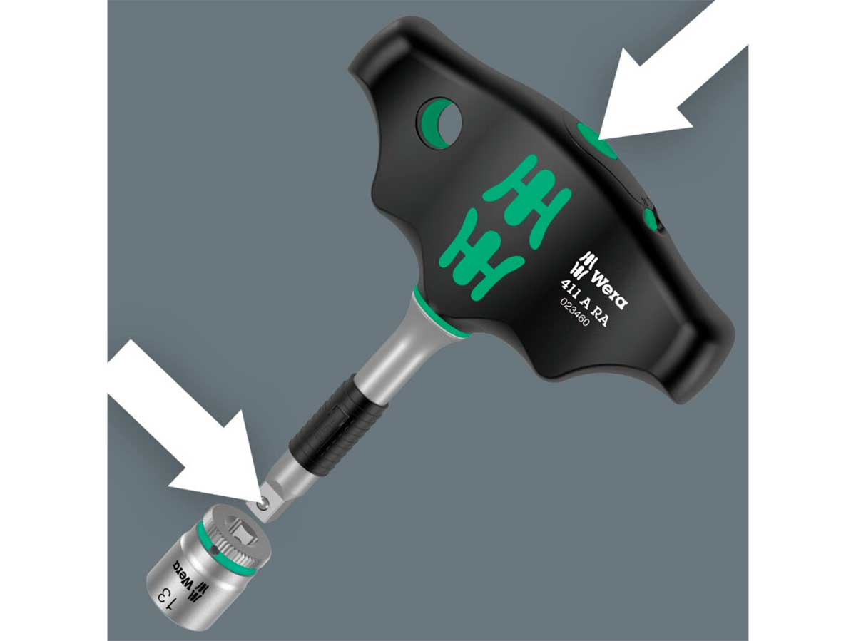 Wera 411 A RA T-handle adapter screwdriver - Chave de catraca em forma de T de 1/4