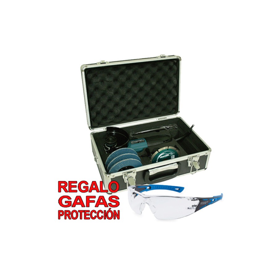 Makita GA4530RX1 - Meuleuse d'angle 115 mm 750 W + coffret métallique + lunettes de sécurité