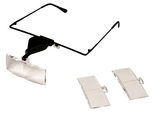 Lupa de cabeça iluminada com três ampliações diferentes, 1.5x , 2.5x, 3.5x