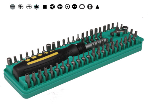 ProsKit SD-205 - Bit Box and Reversible Ratchet - 57 Bits