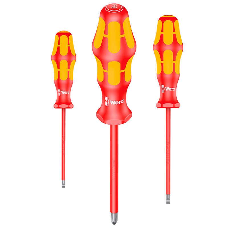 Wera Kraftform VDE - Set of 3 VDE insulated screwdrivers 1000V Phillips and slotted anti-slip tips - 05136061001