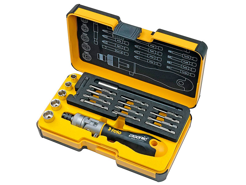 Felo ERGONIC K - 20 Piece Tool Case with Swivel Ratchet  - 060 720 06