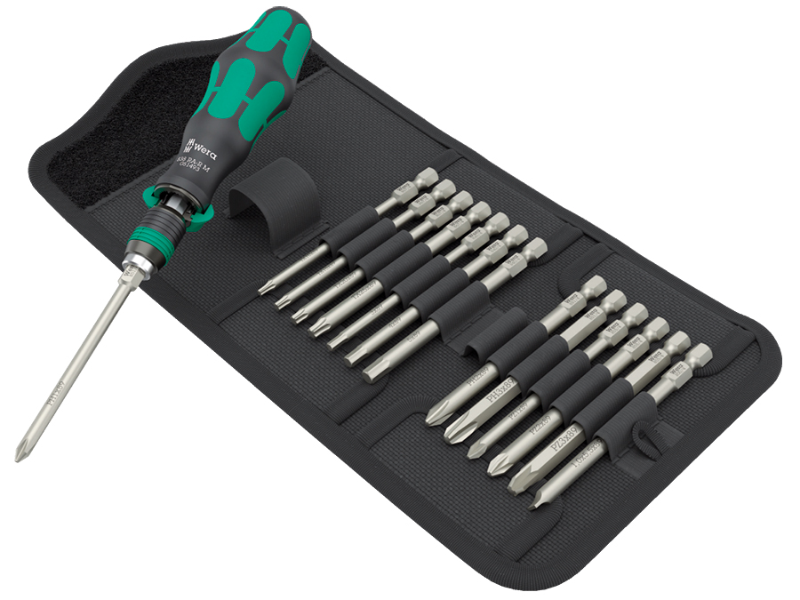 Wera Kraftform Kompakt with Ratchet Function - Ensemble d'outils de 15 pièces avec porte-embout à cliquet - 05051061001