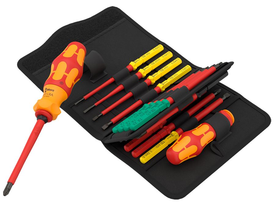 Wera Kraftform Kompakt VDE 17 RA 1 - Étui à embouts avec cliquet et isolation VDE - 05006618001