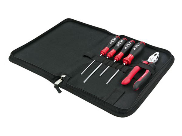 Wiha WH37112 - Maletín Herramientas con 4 Destornilladores Softfinish®  Electric y Alicante Universal
