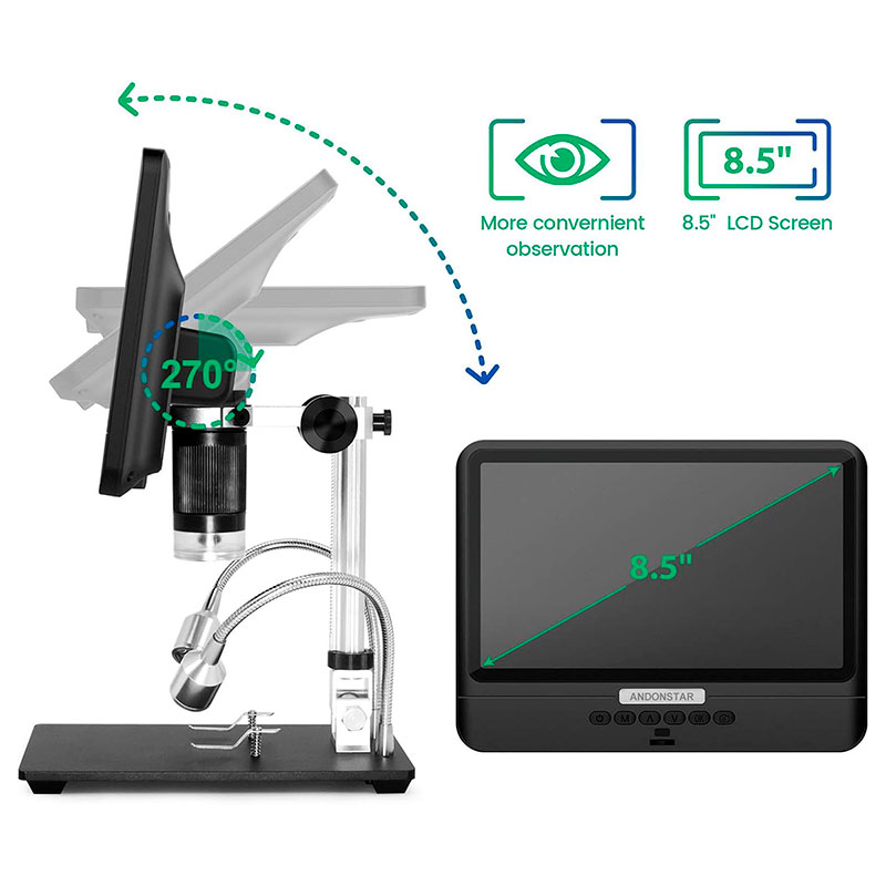 Andonstar AD208 - Microscope numérique avec écran 8,5” pour électronique PCB