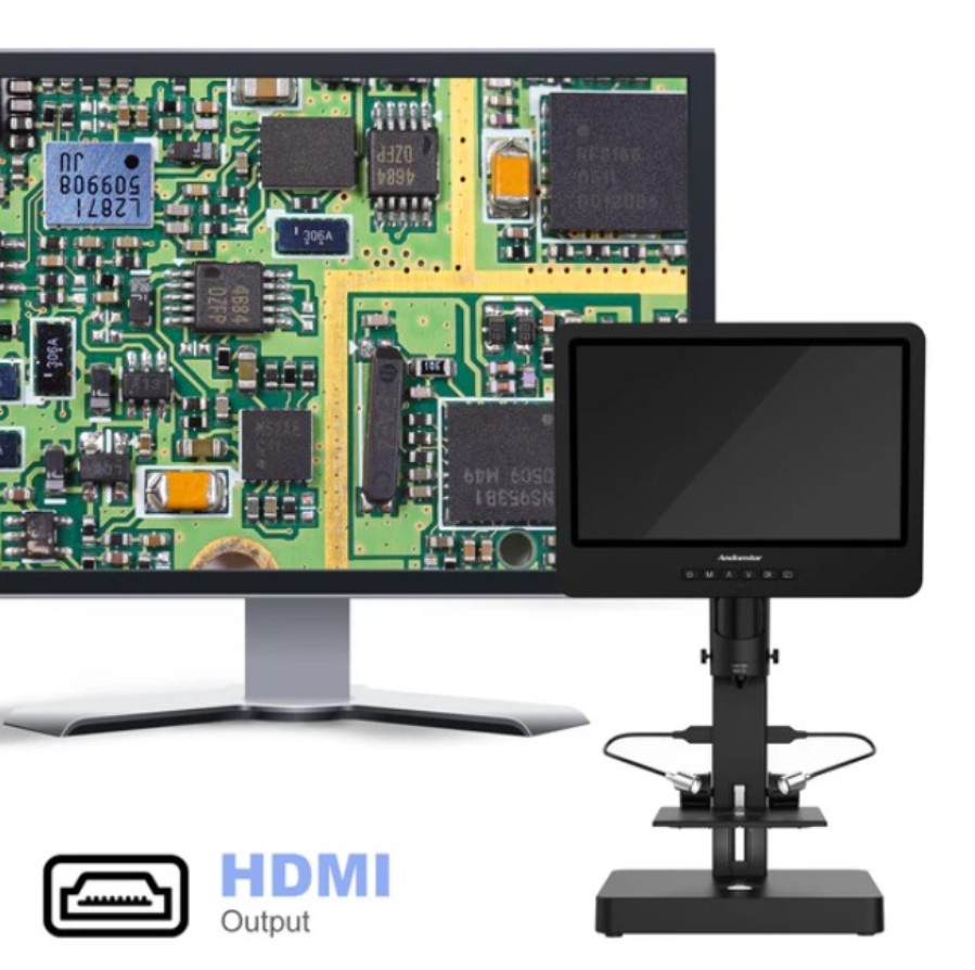 Andonstar AD246S-P - Microscopio biológico digital con 3 lentes y monitor 7”