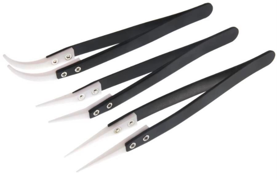 Jeux 3 pinces en céramique ESD + 3 Jeux de points de récupération