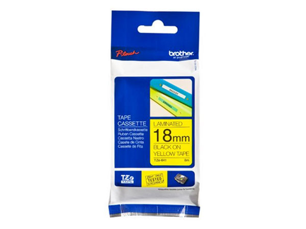 Brother TZe-641 - Ruban Adhésif Laminé, Rouleau 9 mm, Noir sur Jaune - TZE641