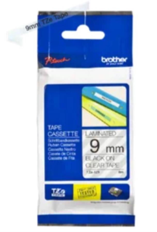 Brother TZe-121 - Ruban Laminé, Rouleau 9 mm, Noir sur Transparent - TZE121