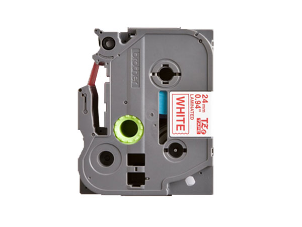 Brother TZe-252 - Cinta Laminada Estándar, 24 mm, Color Rojo sobre Blanco - TZE252