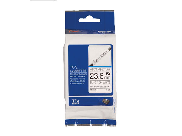 Brother HSe-251E - Ruban pour Gaine Thermorétractable 21,0 mm, Noir sur Blanc - HSE251