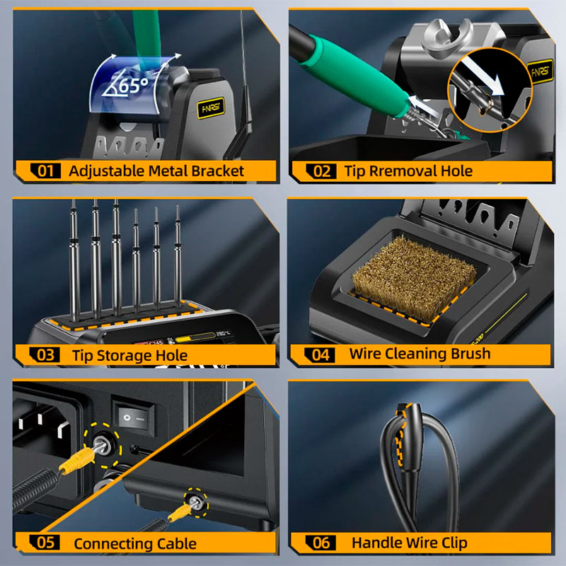 FNIRSi DWS-200 F245 Plus - Estação de soldadura digital de 200 W - Inclui 6 pontas