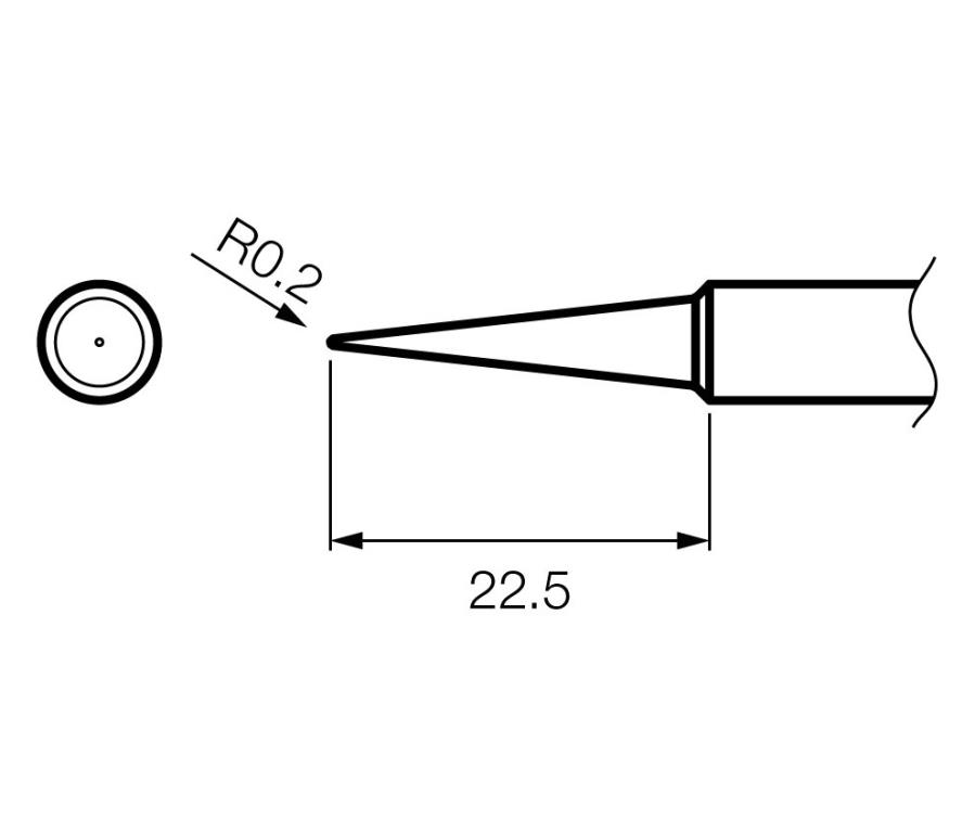 Hakko T18-BL - Pointe conique de 0,2 mm pour fers à souder Hakko FX-8801 FX-8802 FX-8803 – Série T18