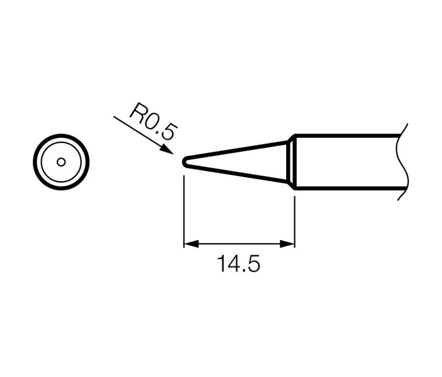 Hakko T18-B - Pointe conique de 0,5 mm pour fers à souder Hakko FX-8801 FX-8802 FX-8803 – Série T18