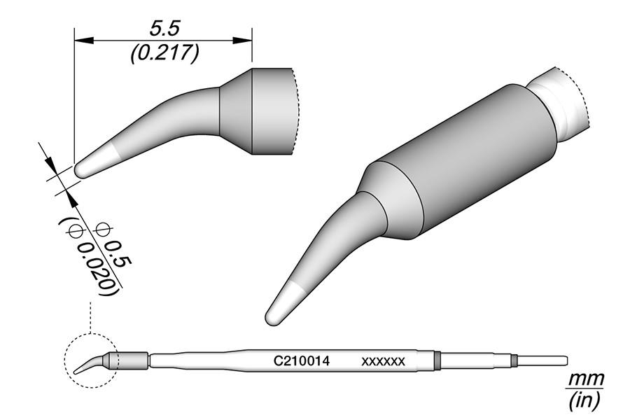 JBC C210014 - Conical Bent Cartridge Ø 0.5