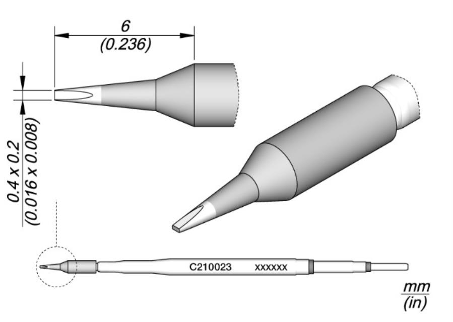 JBC C210023 - Cartucho de cincel 0,4 x 0,2