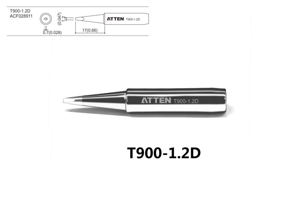 ATTEN T900-1.2D - Punta soldadores series T900 - Punta Plana 1,2x0,7 mm - ACF028911