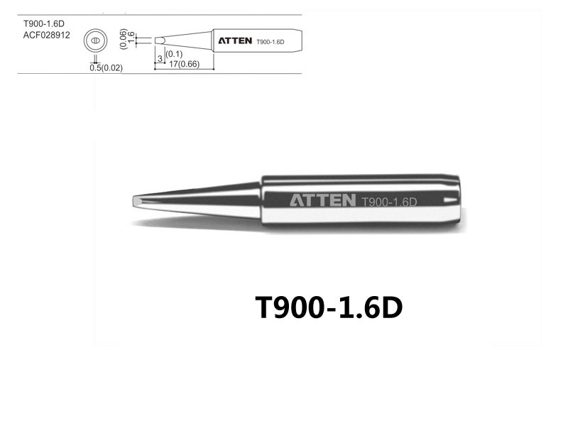 ATTEN T900-1.6D - Punta soldadores series T900 - Punta Plana 1,6x0,5 mm - ACF028912