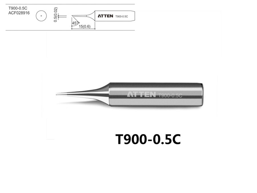 ATTEN T900-0.5C - Soldering Tip T900 series - Bevel Tip Ø 0,5 mm - ACF028916