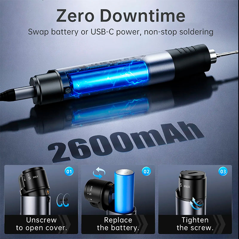 FNIRSi HS-03 Plus - Fer à Souder Stylo Rechargeable 10W USB-C avec 3 Pannes