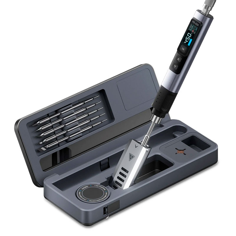 FNIRSi HS-02A Plus Tool Box - Soldador Portátil USB-C 100W con Control Preciso de Temperatura y Estuche