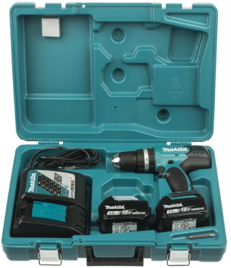 Makita DHP453RFE - 18V 42Nm Impact Drill Driver 0-1300RPM + 2 x 3.0Ah Batteries + Charger + Case