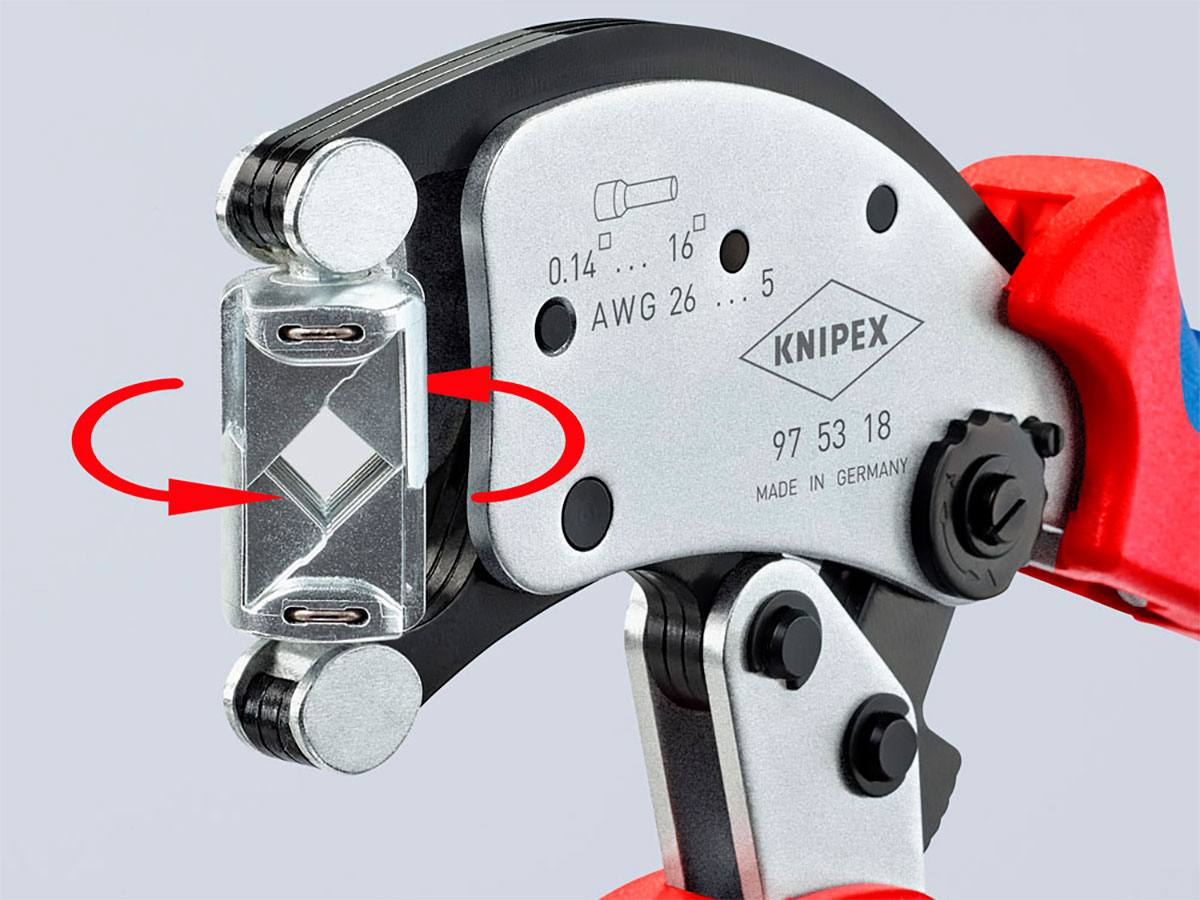 Knipex Twistor16 - Tenaza Crimpadora Cabezal 360º de Punteras Huecas - 97 53 18