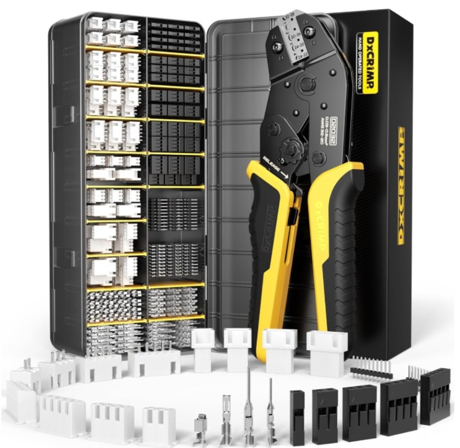 Tenaza Crimpadora + Set de 23 tipos diferentes de conectores tipo XH y Dupont 2,54 mm