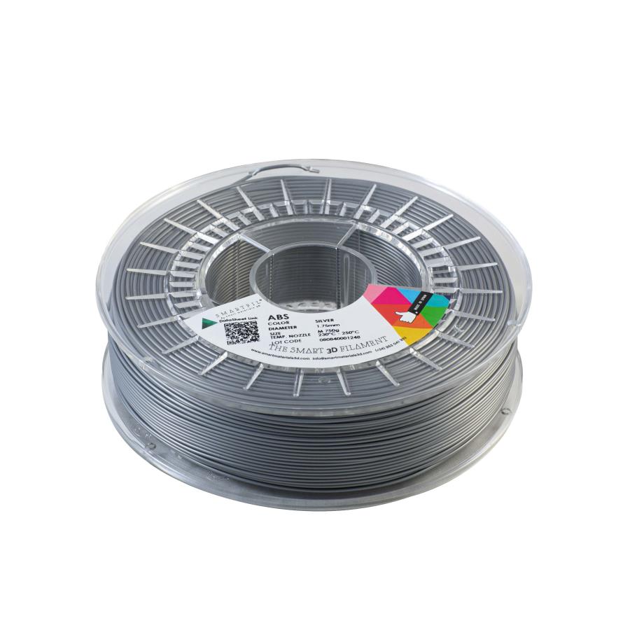 Smart Materials 3D SMARTFIL ABS 1,75mm SILVER - Filamento ABS - 1,75 mm - Color Gris - 0,75 Kg - SMABS0SV0A075