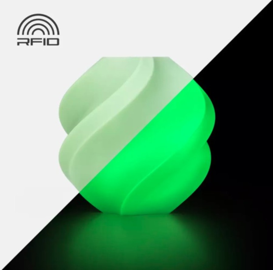 Bambu Lab PLA Glow Green - Filamento PLA Fosforescente - 1,75 mm - Color Verde - 1 Kg - A12-G0-1.75-1000-SPL