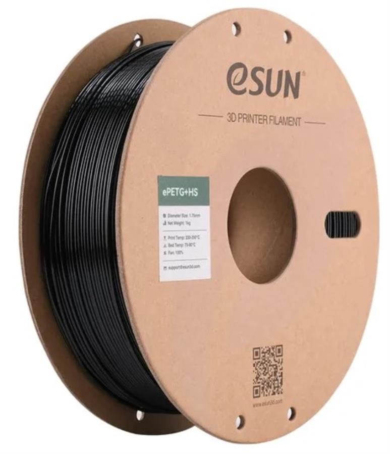 eSUN ePETG+HS175SB1KG - Filament PET-G+HS - 1,75 mm - Noir massif - 1 Kg