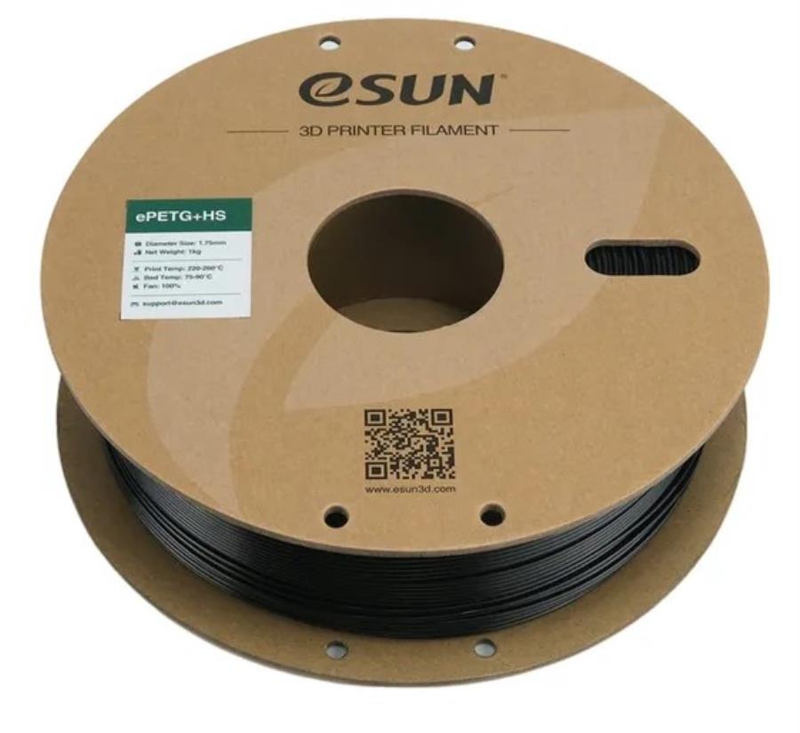 eSUN ePETG+HS175SB1KG - Filament PET-G+HS - 1,75 mm - Noir massif - 1 Kg
