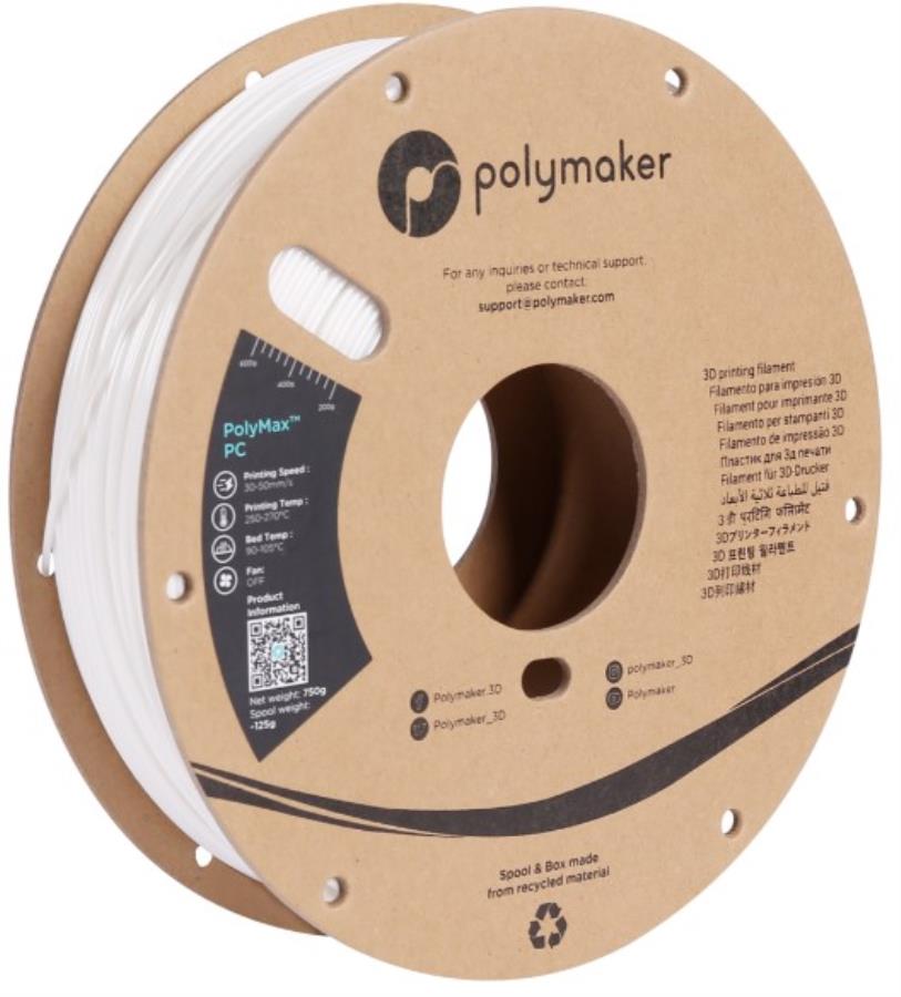 Polymaker Polymax PC - Filament Polycarbonate (PC) - 1,75 mm - Blanc - 0,75 Kg - 70490