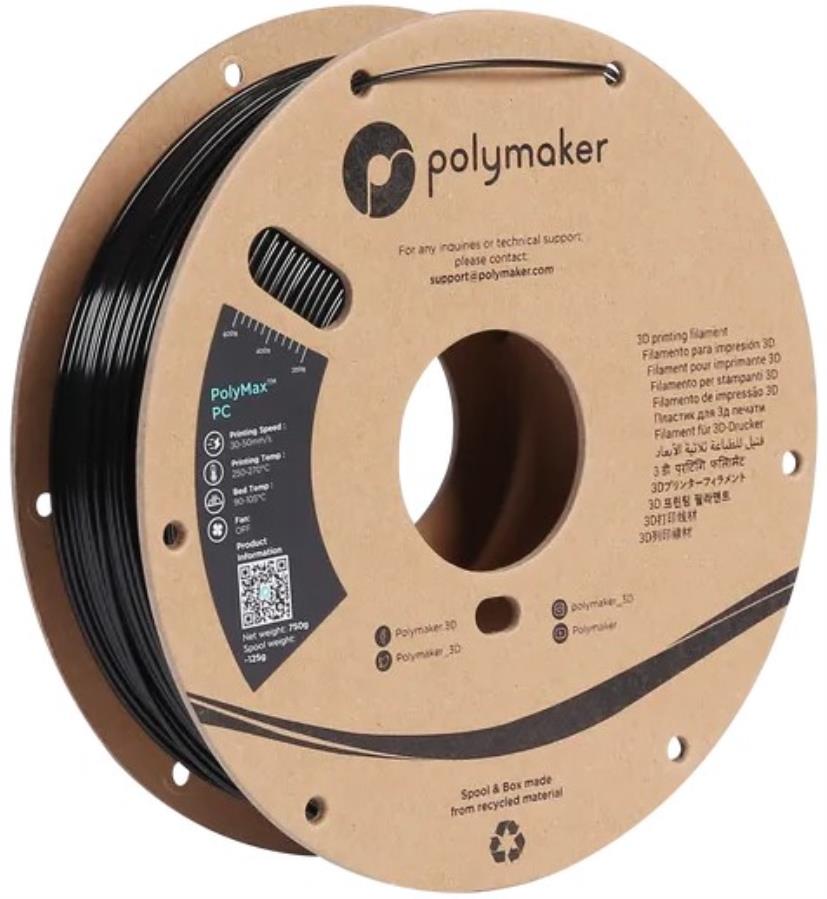 Polymaker Polymax PC - Filament Polycarbonate (PC) - 1,75 mm - Noir - 0,75 Kg - PC02001