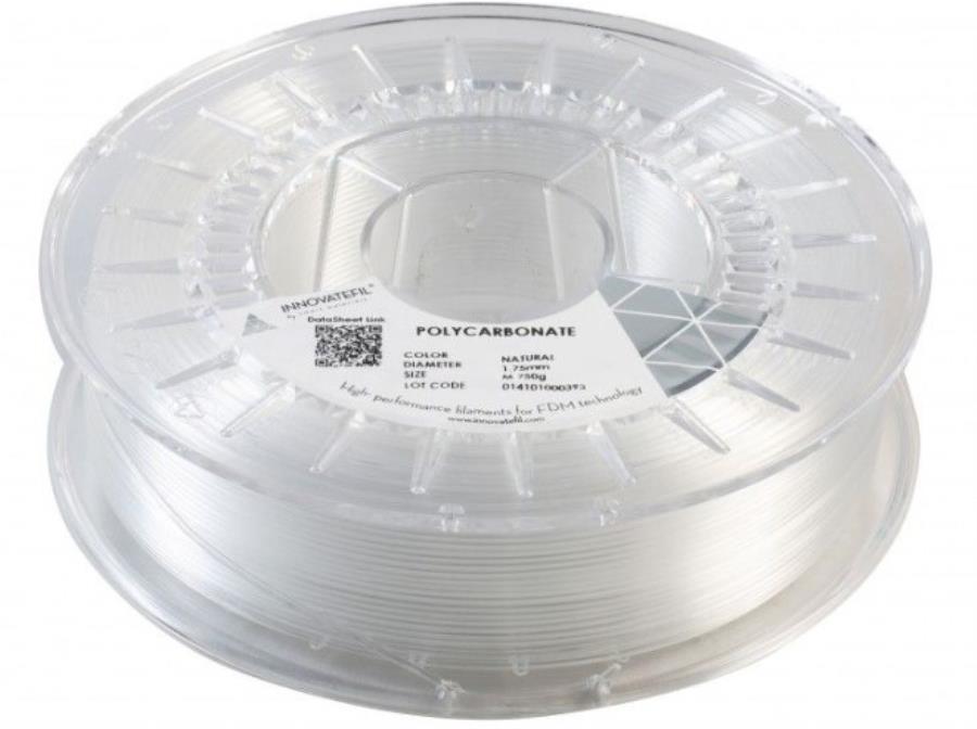 Smart Materials 3D INNOVATEFIL POLICARBONATO - Filamento de Policarbonato (PC) - 1,75 mm - Transparente - 0,75 Kg