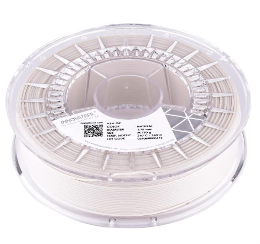 Smart Materials 3D INNOVATEFIL ASA GF - Filamento ASA GF - 1,75 mm - Color Natural - 750 g - NNASA2NT0A075