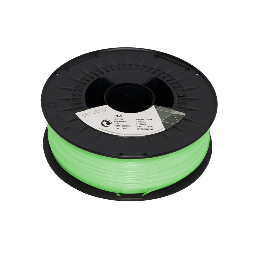 Smart Materials 3D SMARTFIL PLA GLOW VERDE 1,75mm - Filamento PLA Fosforescente - 1,75 mm - Color Verde - 1 Kg - SMPLA0FO0A100