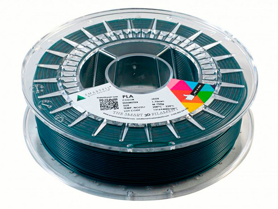 Smart Materials 3D SMARTFIL PLA 1,75mm JADE - Filamento PLA - 1,75 mm - Color Verde Jade - 1 Kg - SMPLA0GR0A100