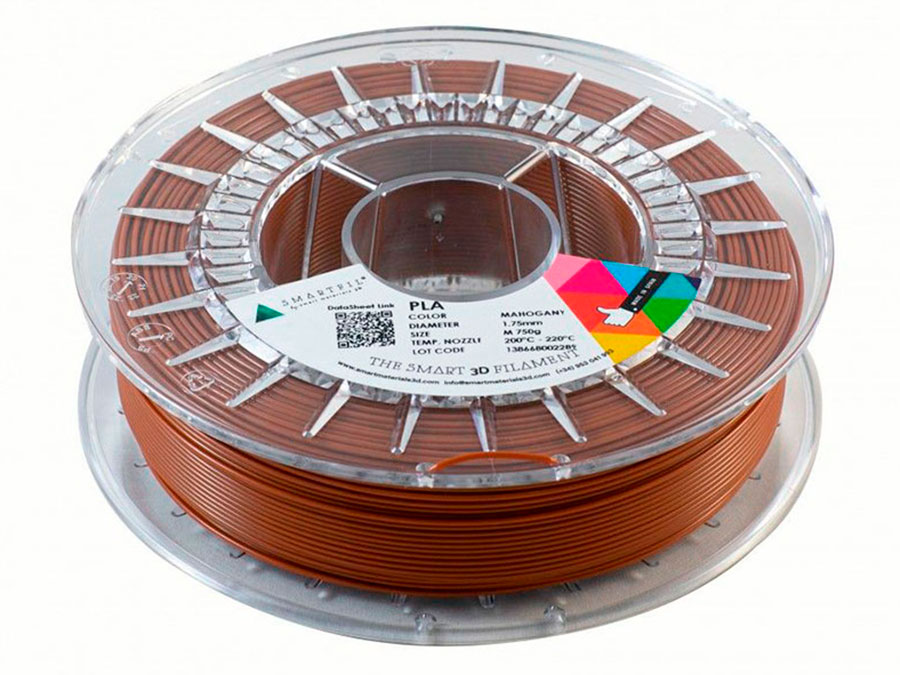 Smart Materials 3D SMARTFIL PLA 1,75mm MAHOGANY - Filament PLA - 1,75 mm - Couleur Marron - 1 Kg - SMPLA0BR0A100