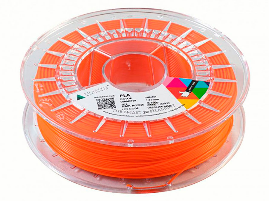 Smart Materials 3D SMARTFIL PLA 1,75mm SUNSET - Filament PLA - 1,75 mm - Couleur Orange - 1 Kg - SMPLA0OR0A100