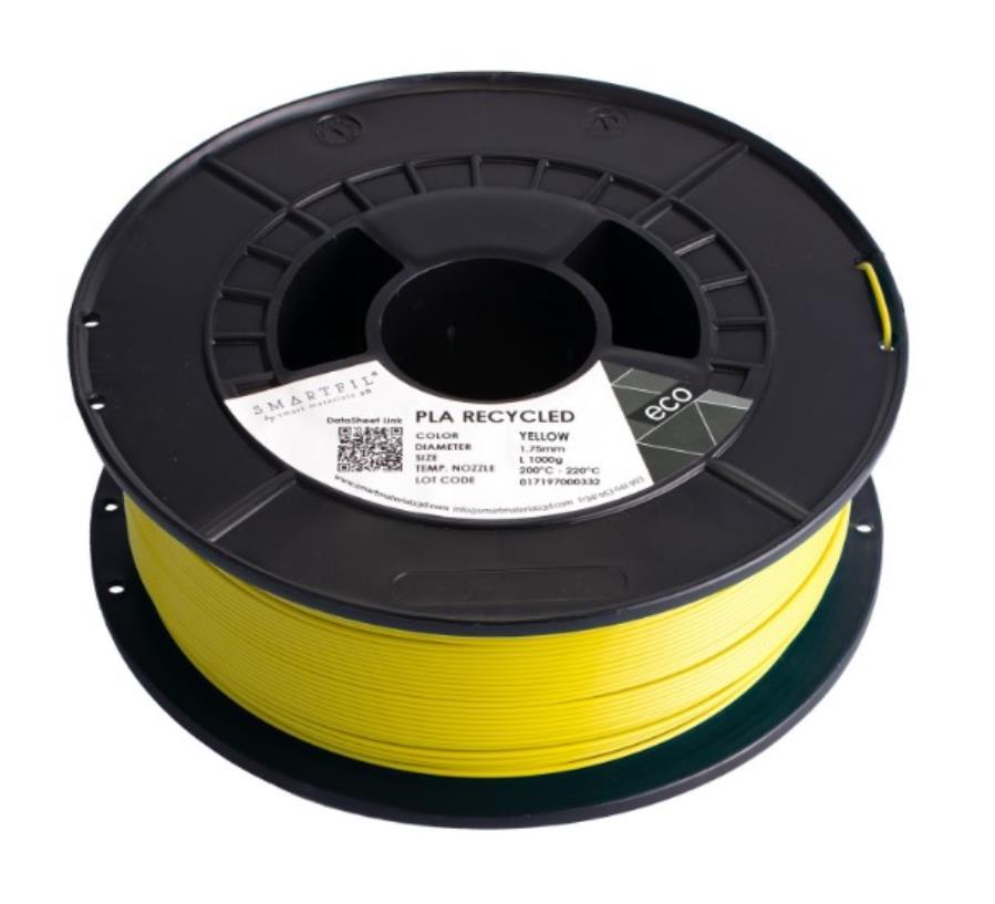 Smart Materials 3D SMARTFIL PLA RECYCLED 1,75mm YELLOW - Filamento PLA Reciclado - 1,75 mm - Color Amarillo -  1 Kg - ECPLA0YE0A100