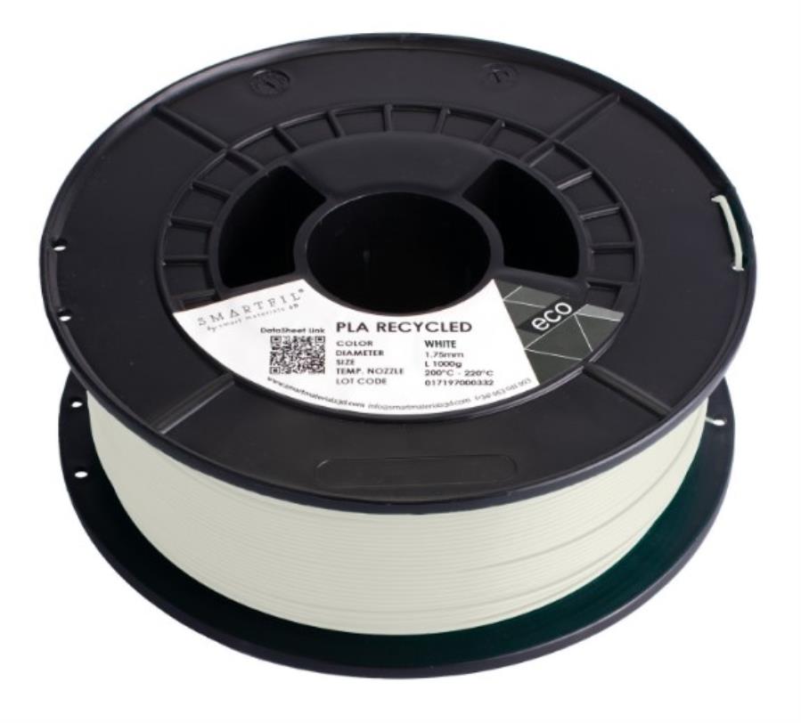 Smart Materials 3D SMARTFIL PLA RECYCLED 1,75mm YELLOW - Filamento PLA Reciclado - 1,75 mm - Color Blanco -  1 Kg - ECPLA0YE0A100