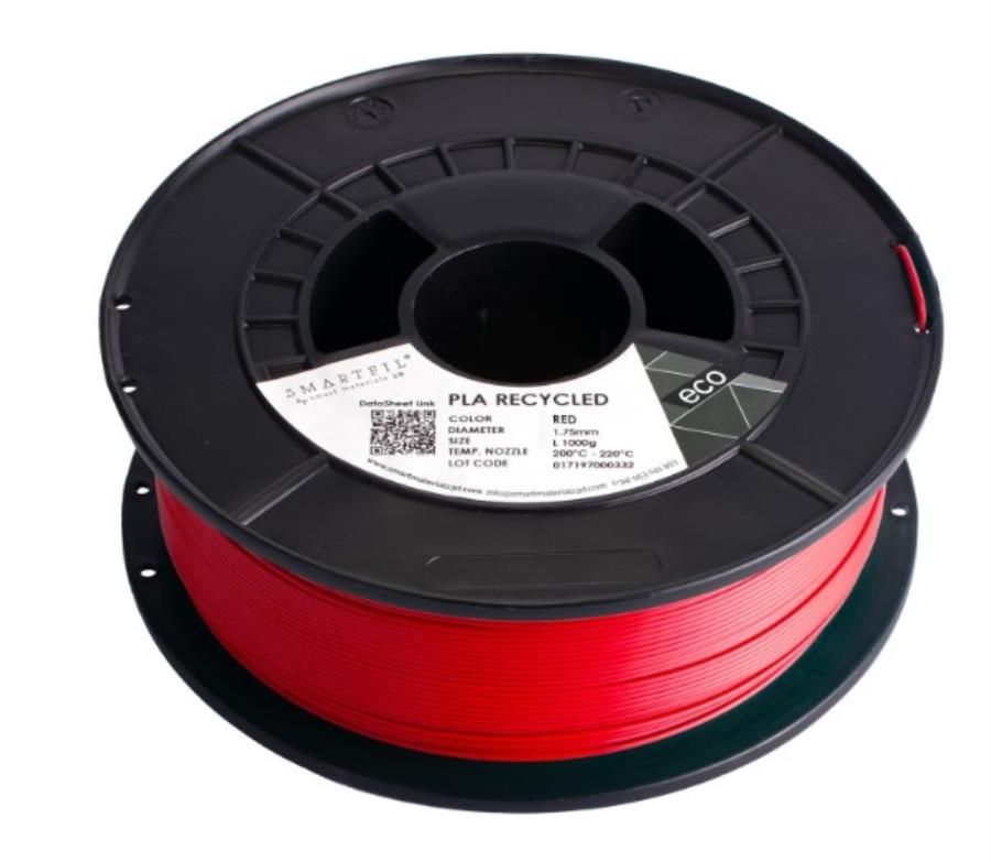 Smart Materials 3D SMARTFIL PLA RECYCLED 1,75mm YELLOW - Filamento PLA Reciclado - 1,75 mm - Color Rojo -  1 Kg - ECPLA0YE0A100