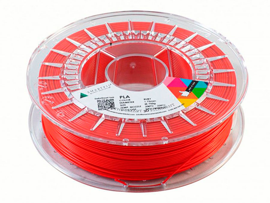 Smart Materials 3D SMARTFIL PLA 1,75mm RUBY - PLA Filament - 1.75 mm - Red Color - 1 Kg - SMPLA0RE0A100
