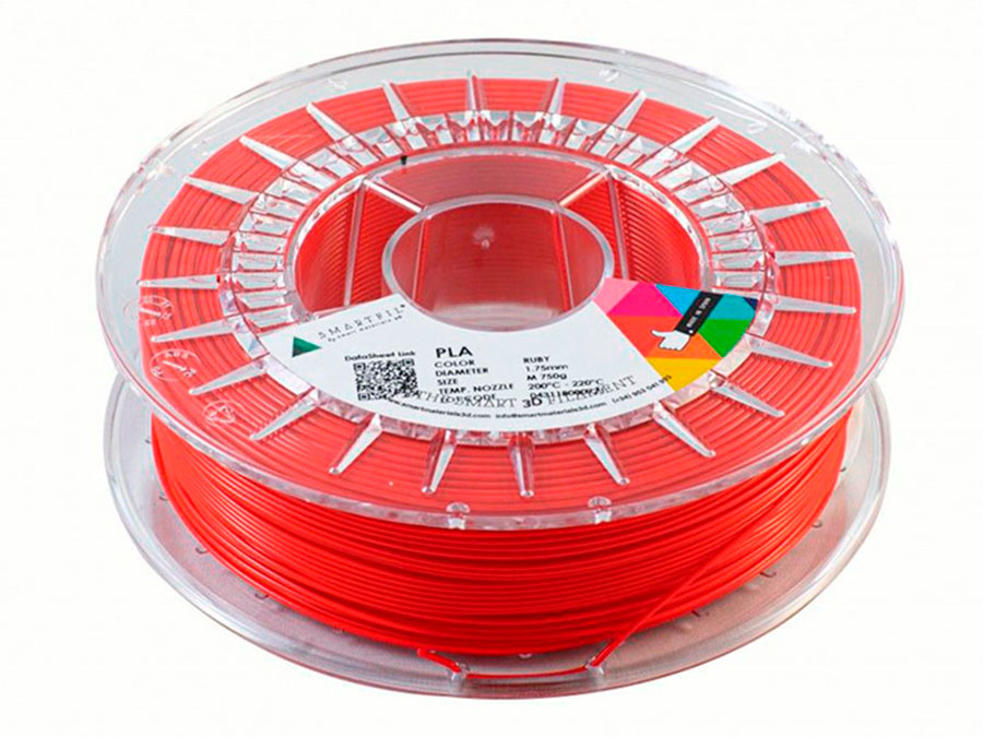 Smart Materials 3D SMARTFIL PLA 1,75mm RUBY - Filament PLA - 1,75 mm - Couleur Rouge - 1 Kg - SMPLA0RE0A100