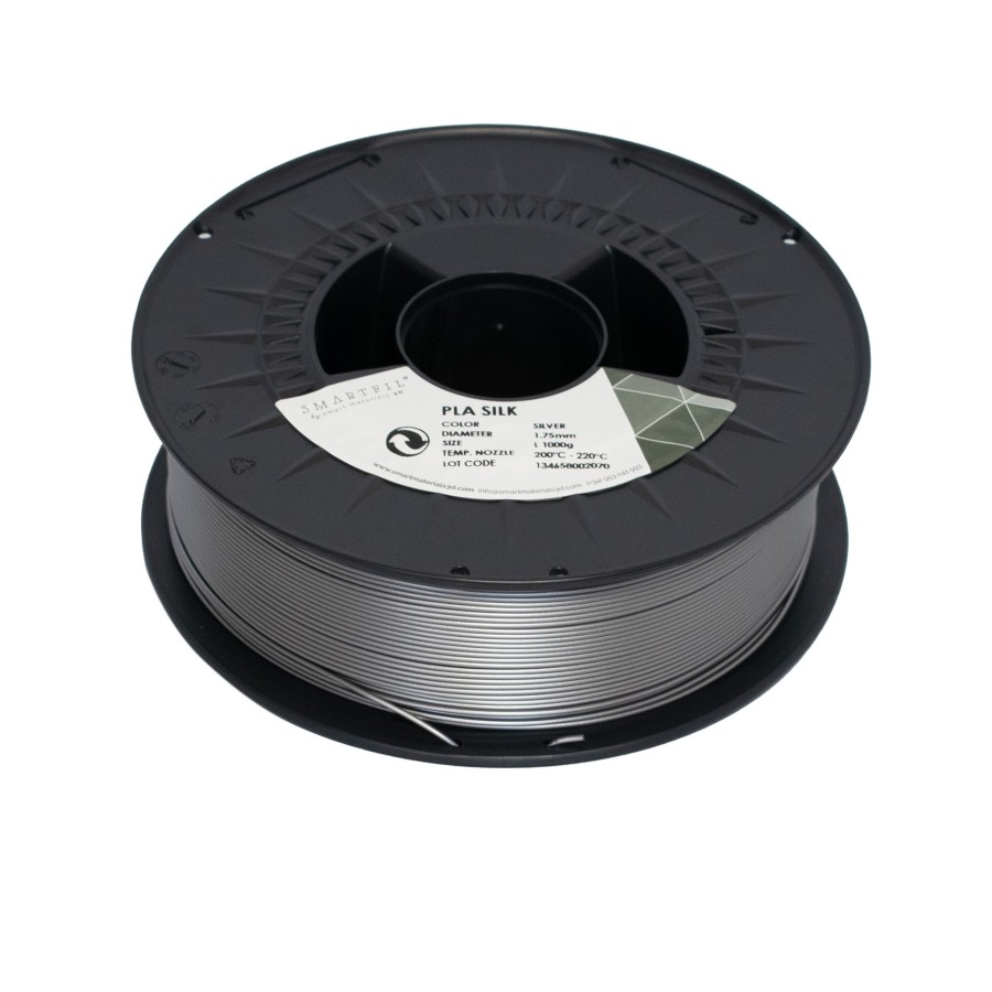 Smart Materials 3D SMARTFIL PLA SILK SILVER 1,75mm - Silk PLA Filament - 1.75 mm - Silver Color - 1 Kg - SMPLA0SV2A100
