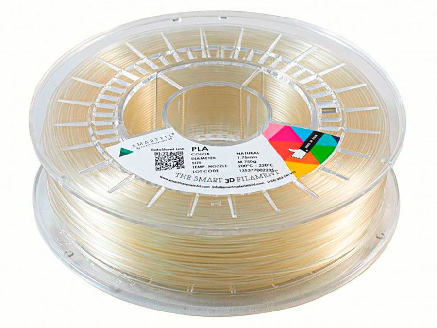 Smart Materials 3D SMARTFIL PLA 1,75mm NATURAL - Filament PLA - 1,75 mm - Couleur Naturelle - 1 Kg - SMPLA0NT0A100