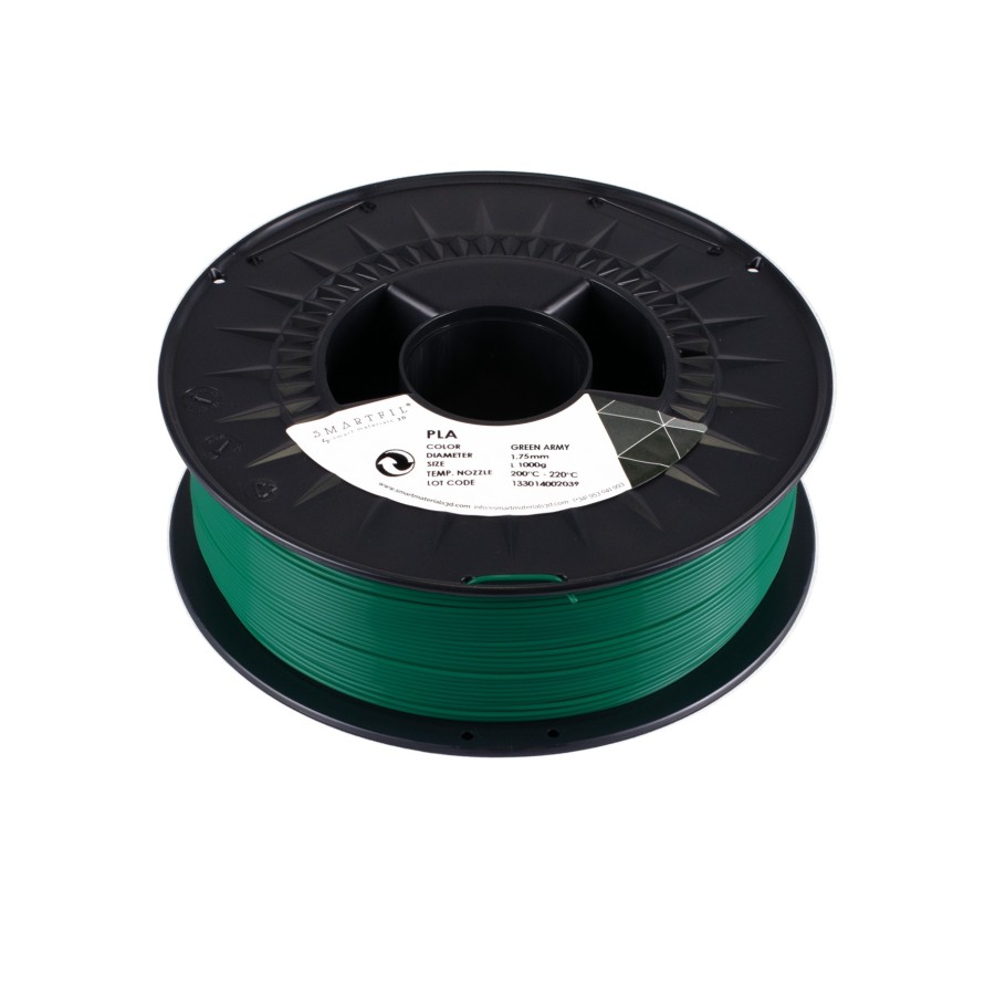 Smart Materials 3D SMARTFIL PLA 1,75mm GREEN ARMY - Filamento PLA - 1,75 mm - Color Verde Oscuro - 1 Kg - SMPLA0GR4A100